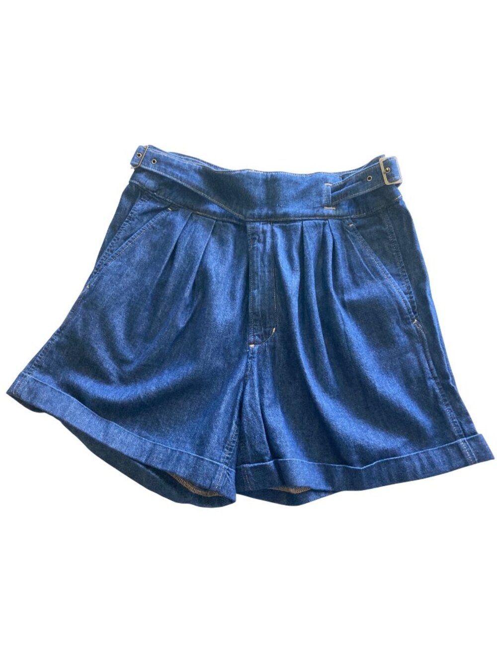 Banana Republic Wrap Buckle Bermuda Shorts Blue Jean Denim Trousers  12 NWT